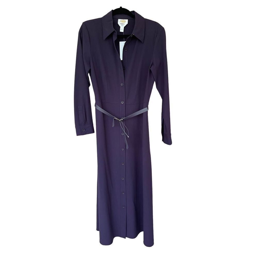 Talbots Womens Purple Long Sleeve Collared Button Up Dress Size 8 NWT